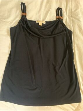 MICHAEL KORS Black Cowl Neck Camisole with Braided Straps